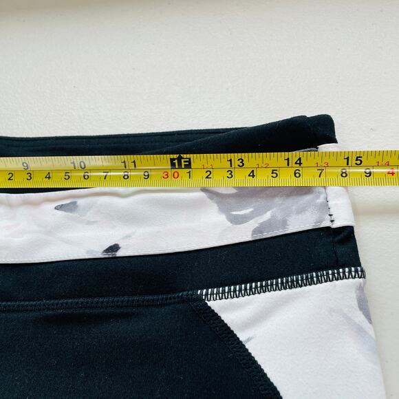 Fila Black White Marble Trim Athletic Crop Stretch Yoga Capri Leggings Pants M - Picture 7 of 11